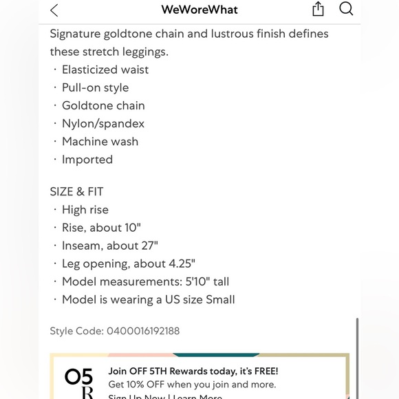 WeWoreWhat Leggings Size S Brown Chain High Rise - Picture 9 of 9